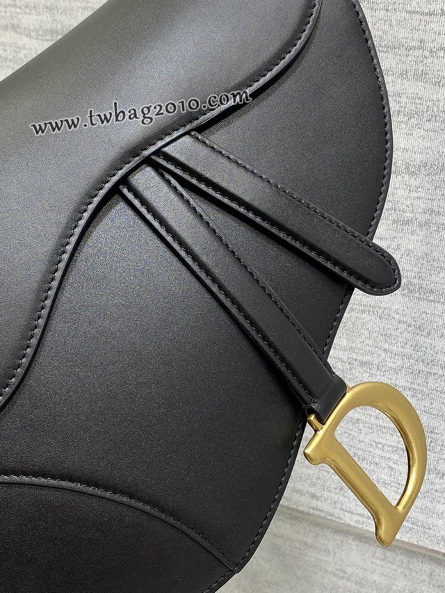Dior专柜新款迪奥顶级原单原厂皮黑色平纹大号经典马鞍包 djfk1084